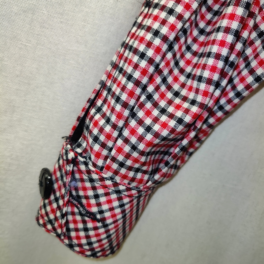 Georgiou Studio Red Black White Check Pattern Cropped Jacket - Size 4 - Picture 5 of 11